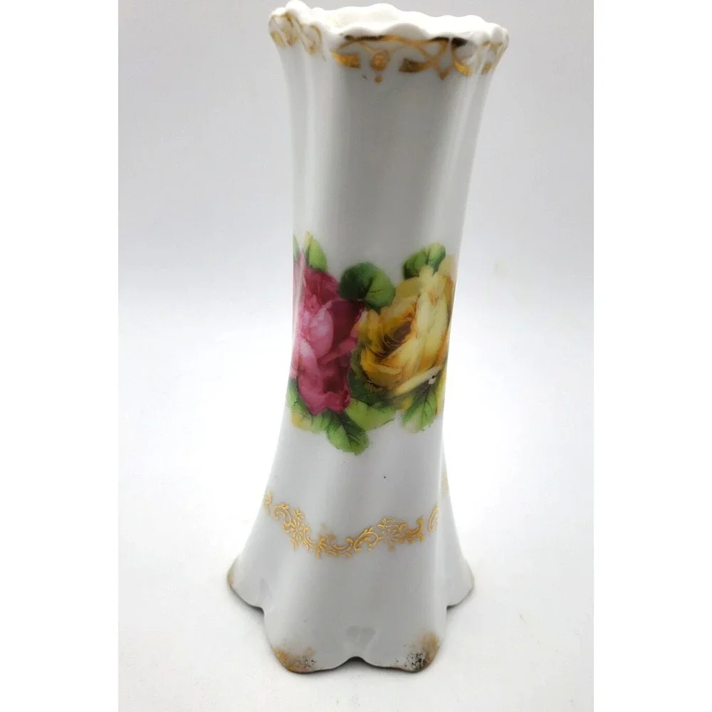 Vintage Bavaria Yellow/Pink Roses Hat Pin Holder